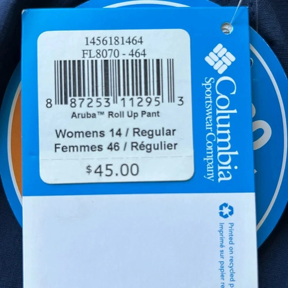 NWT Women’s Navy Blue Columbia Lighweight Pant, size 14 - Picture 7 of 10